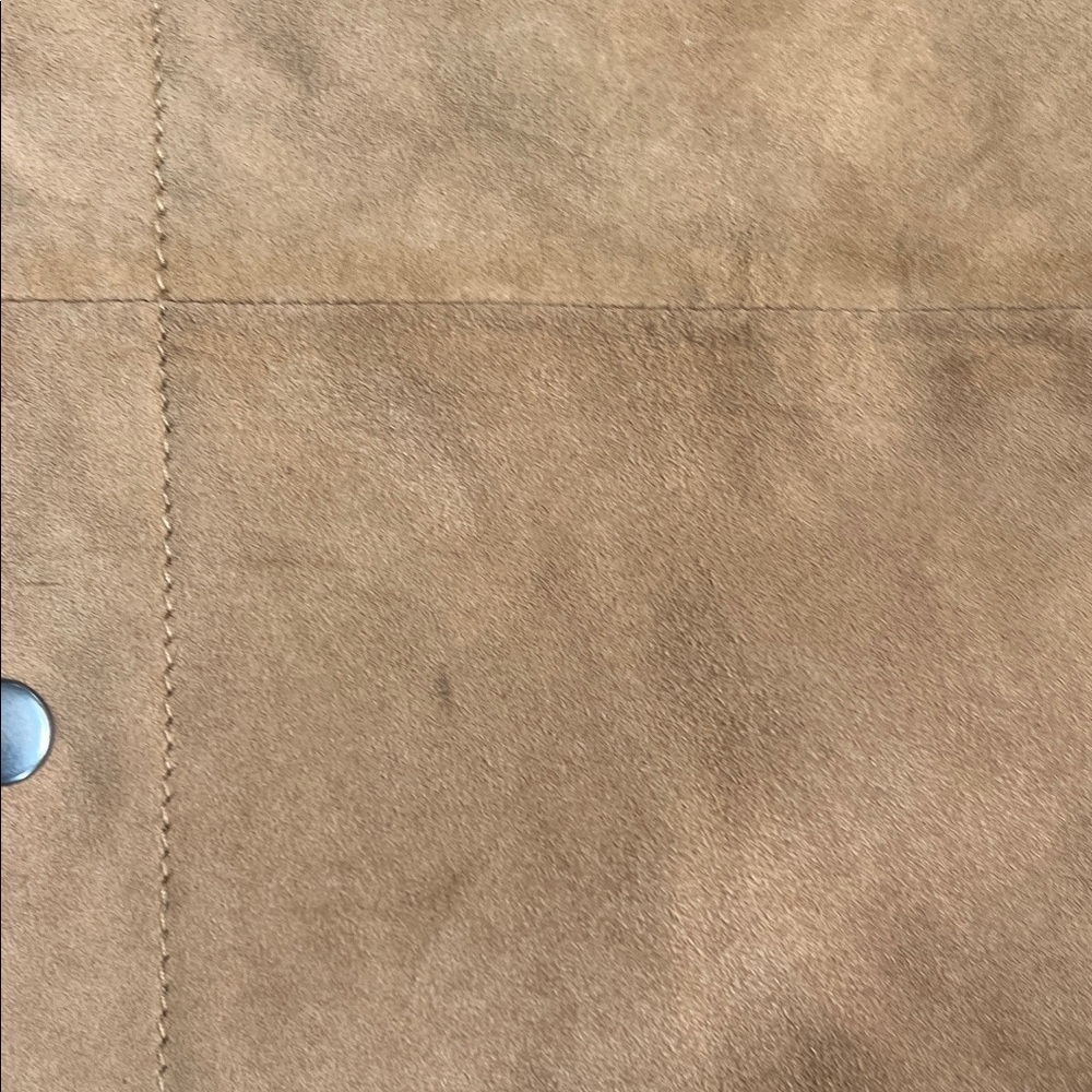 Shaan Mens Tan Suede Jacket Shirt snaps nwot XL lined - Picture 11 of 11
